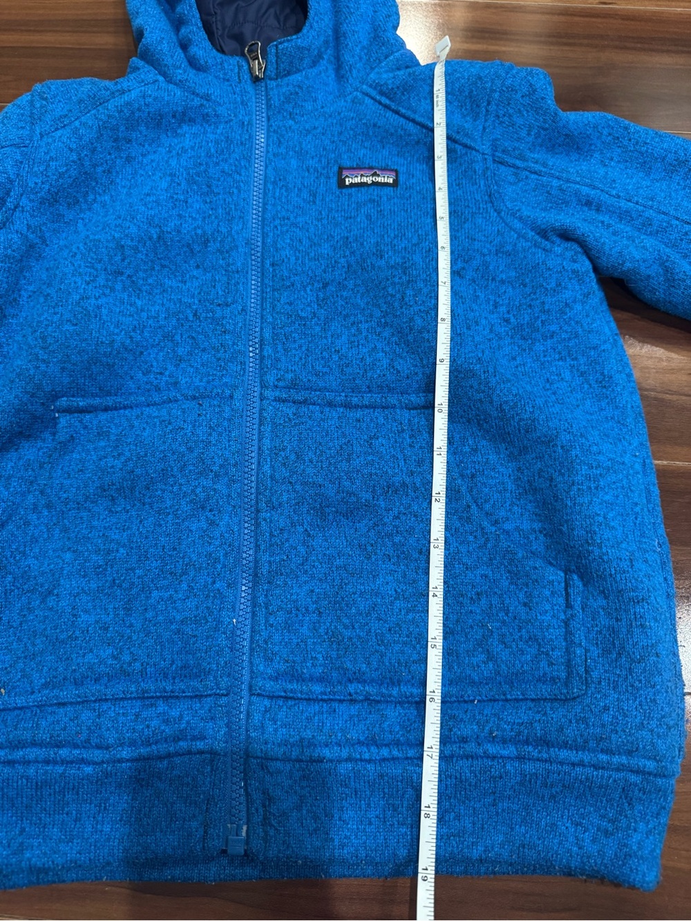 Patagonia Kids Blue Hooded Fleece Zip Jacket 8yo - Picture 3 of 6